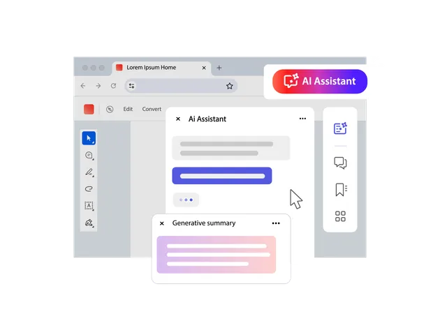 AI Assistant in pdf reader  イラスト
