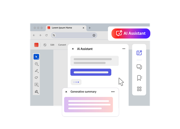 AI Assistant in pdf reader  Illustration