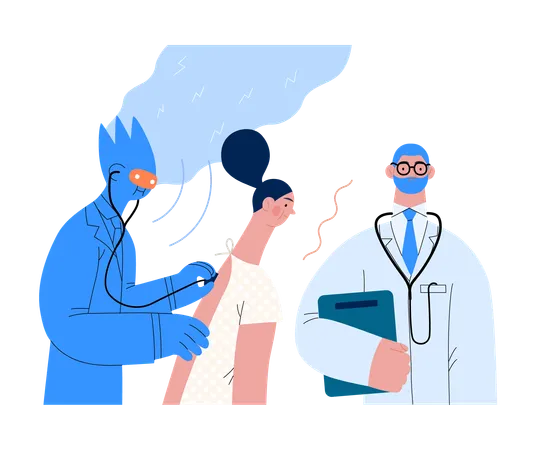 Ai Auscultating Patient With Stethoscope  Illustration