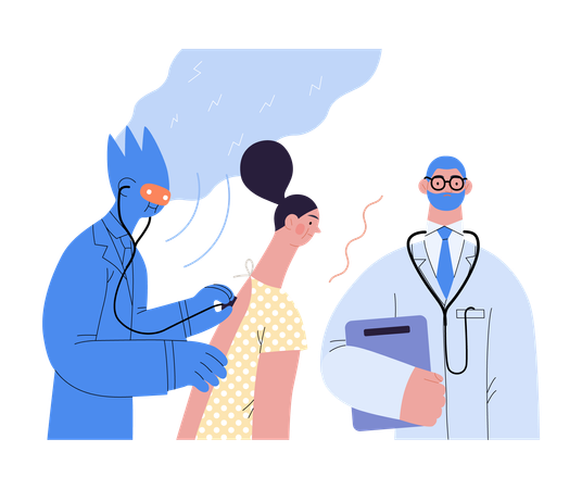 Ai Auscultating Patient With Stethoscope  Illustration