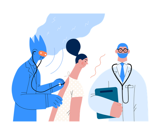 Ai Auscultating Patient With Stethoscope  Illustration