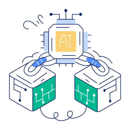 AI Blockchain  Illustration