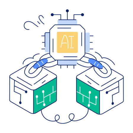 AI Blockchain  Illustration