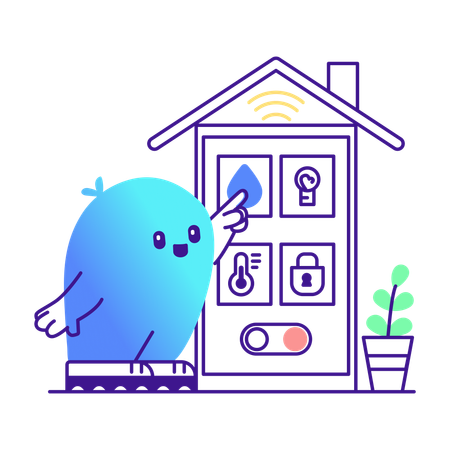 AI bot controlling smart home controls  Illustration