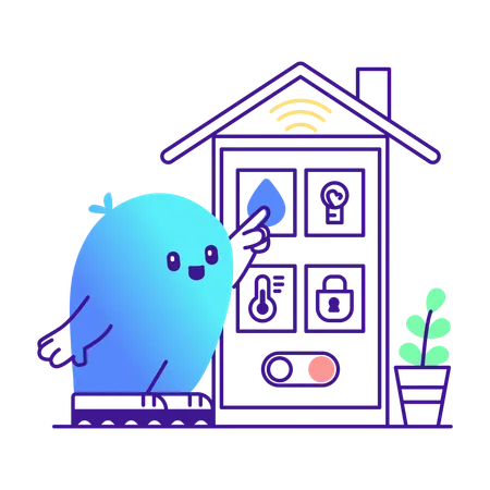 AI bot controlling smart home controls  Illustration