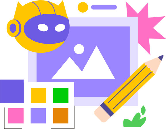 AI bot doing graphic designing  Illustration