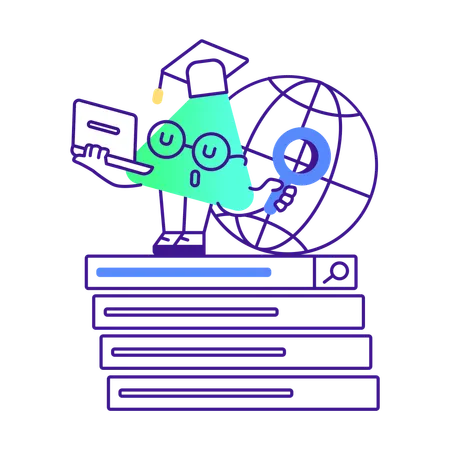 AI bot indexing online search  Illustration