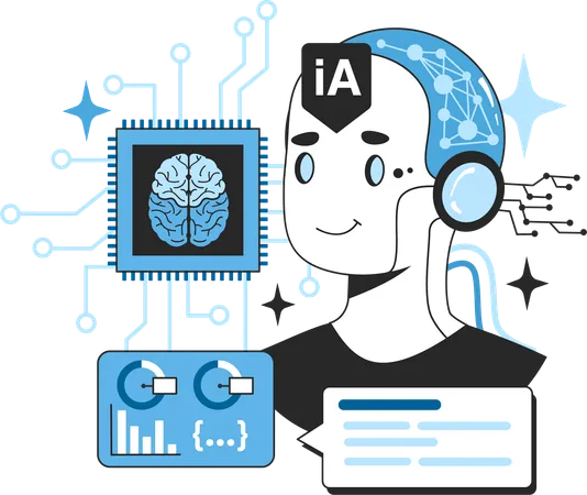 AI brain and robotic  Illustration