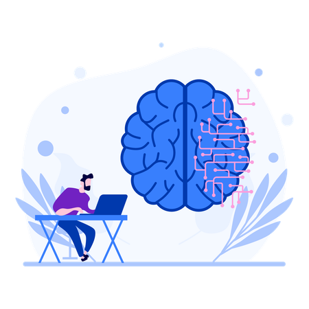 AI brain development  Illustration