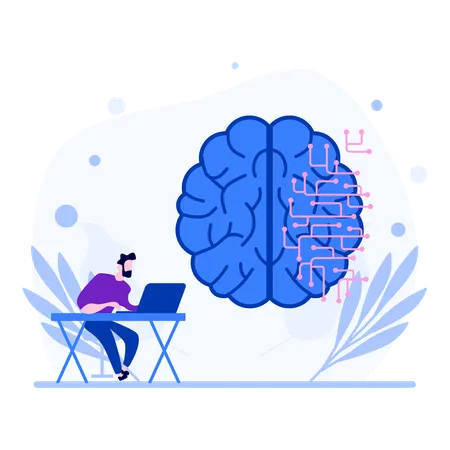 AI brain development  Illustration