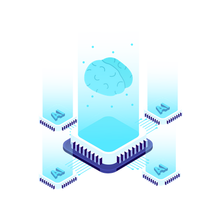 AI Brain development  Illustration