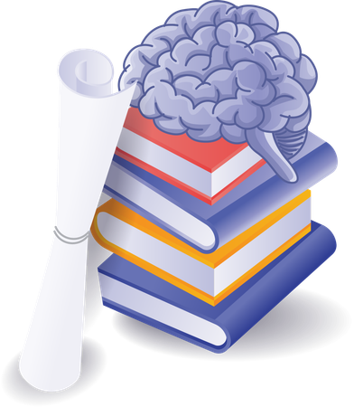 Ai brain is reading books  Illustration