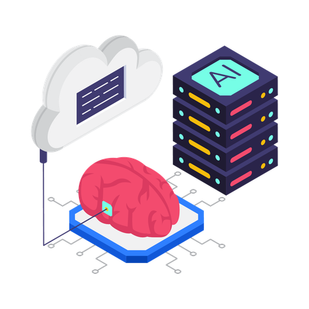 AI brain server  Illustration