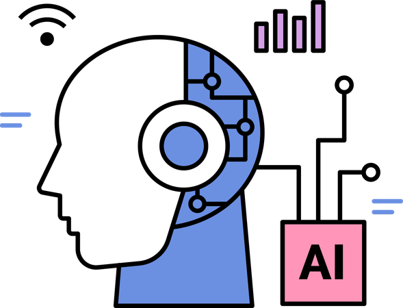 Ai brain with ai analysis  Illustration