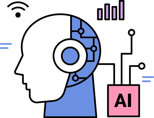 Ai brain with ai analysis  Illustration