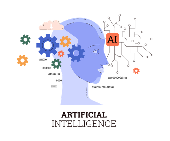 Ai brain with ai technology  Illustration