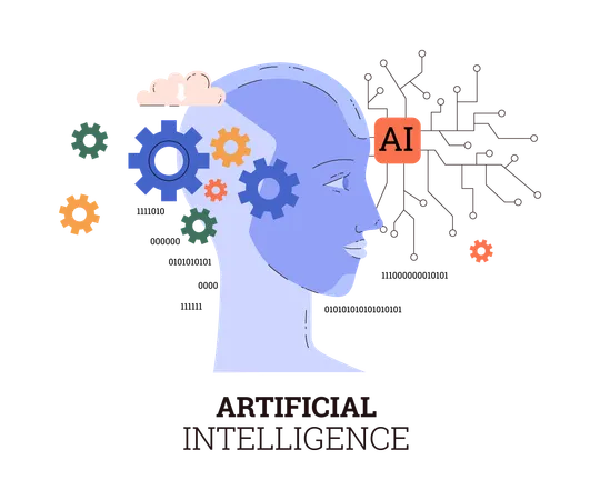 Ai brain with ai technology  Illustration