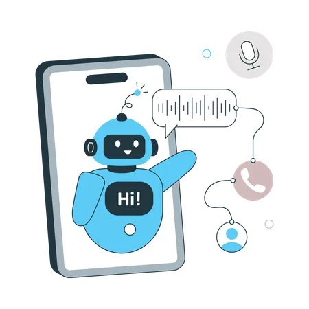 Ai Calling using robot  Illustration