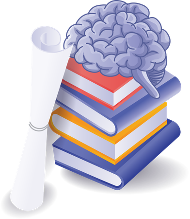 Ai cerebro está leyendo libros.  Ilustración