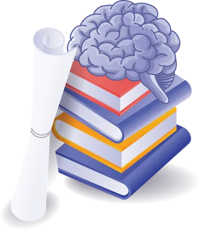 Ai cerebro está leyendo libros.  Ilustración