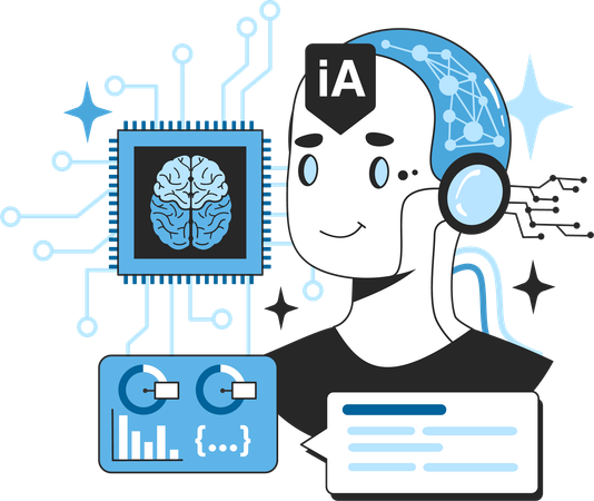 Cerebro y robótica con IA  Ilustración