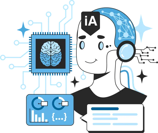 Cerveau IA et robotique  Illustration