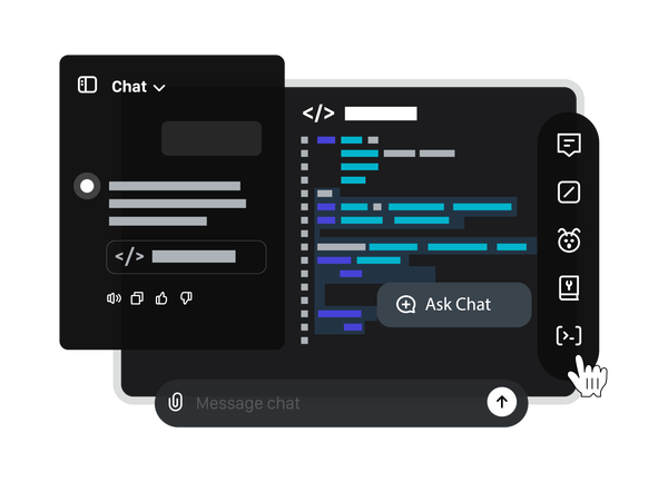 Ai Chat trabalhando no código  Ilustração