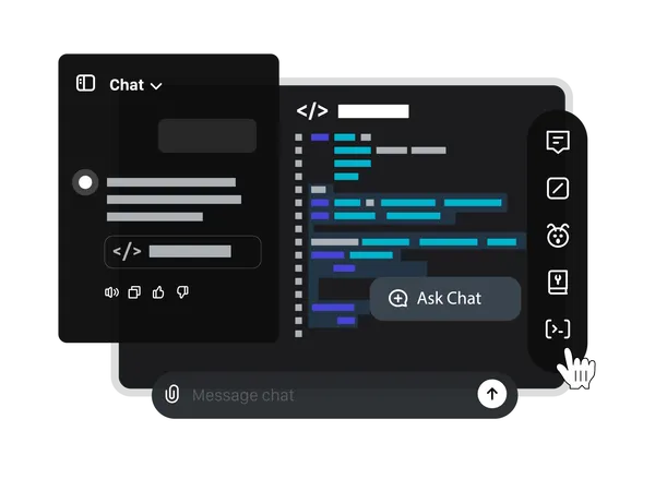 코드 작업 중인 Ai Chat  일러스트레이션