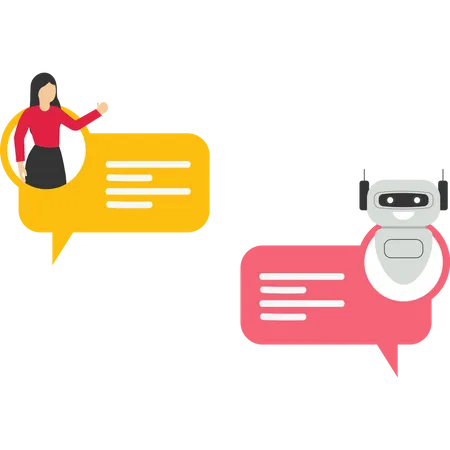 Ai Chatbot And Customer Service Concept Man Talking To Chatbot On Big Smartphone Screen Chat Bot Virtual Assistant Via Messaging Customer Support Vector Isolated Illustration Illustration