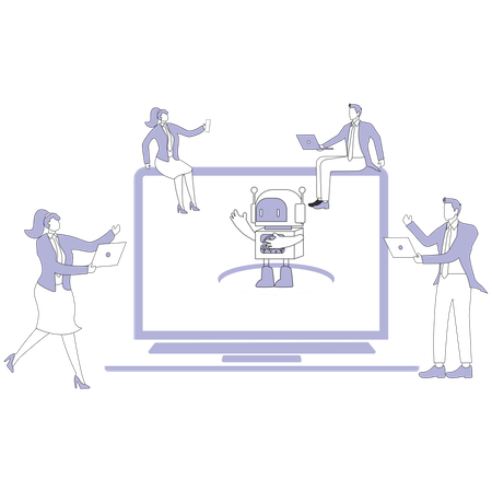 Ai Chatbot Faq Support Laptop  Illustration