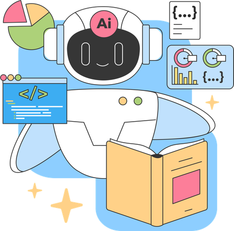 AI chatbot helping in coding  イラスト