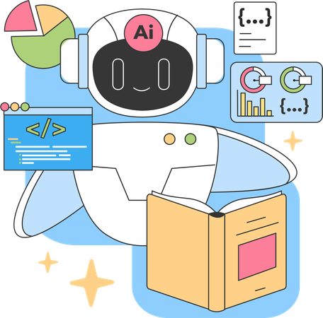 AI chatbot helping in coding  Illustration