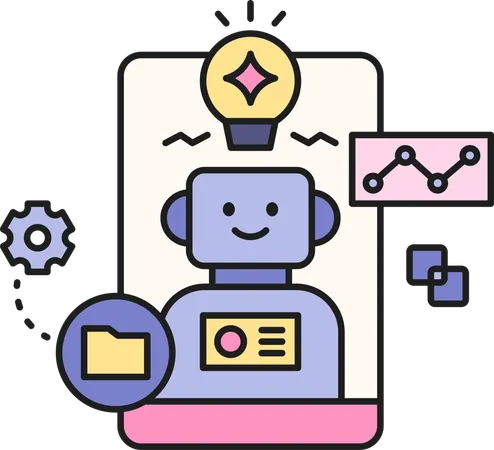 AIチャットボットがビジネス従業員を支援  イラスト