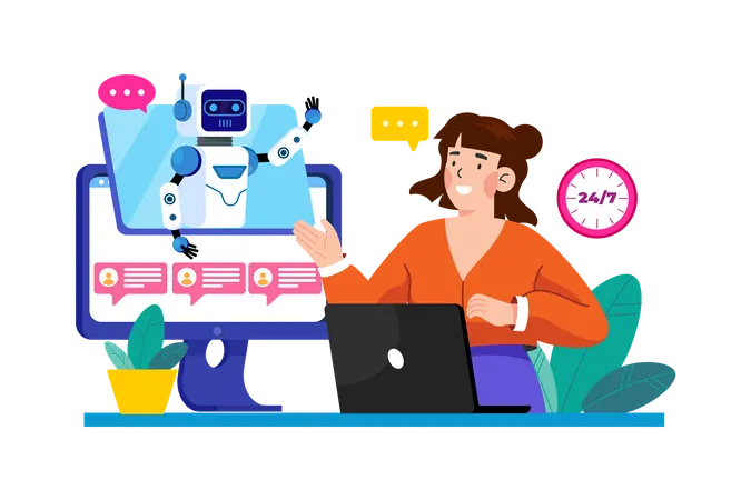 AI chatbots provide instant customer support  Illustration