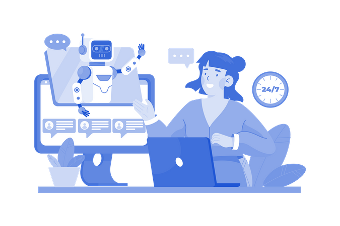 AI chatbots provide instant customer support  Illustration