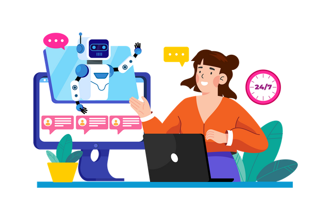 AI chatbots provide instant customer support  Illustration