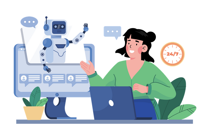 AI chatbots provide instant customer support  Illustration