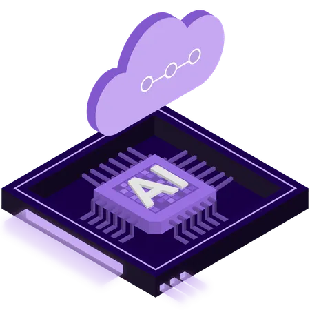 Purple AI Cloud Chip Illustration