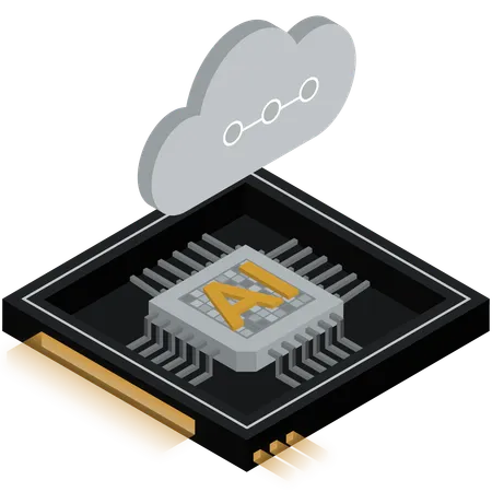 Black And Orange AI Cloud Chip Illustration