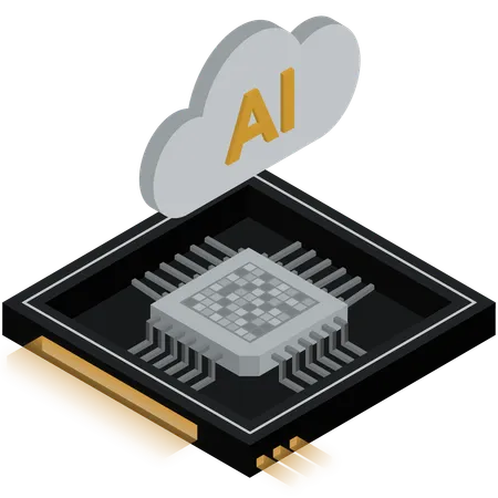 Black Orange AI Cloud Chip Illustration