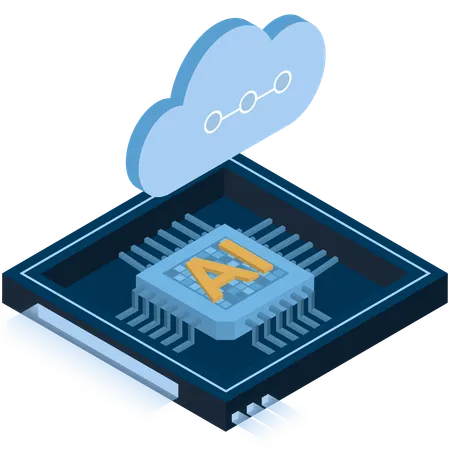 Blue Orange AI Cloud Chip Illustration
