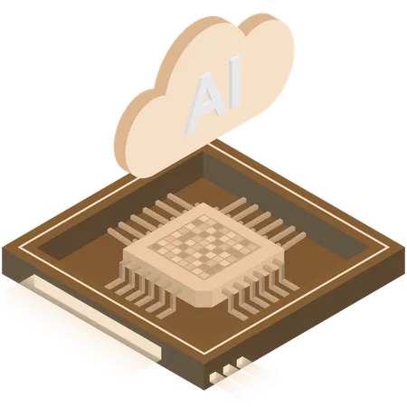 Bronze AI Cloud Chip Illustration