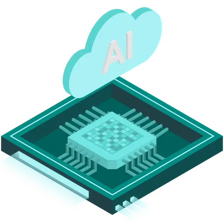 Cyan AI Cloud Chip Illustration
