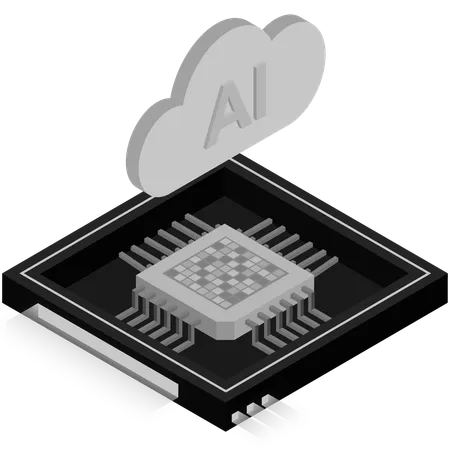 Dark AI Cloud Chip Illustration