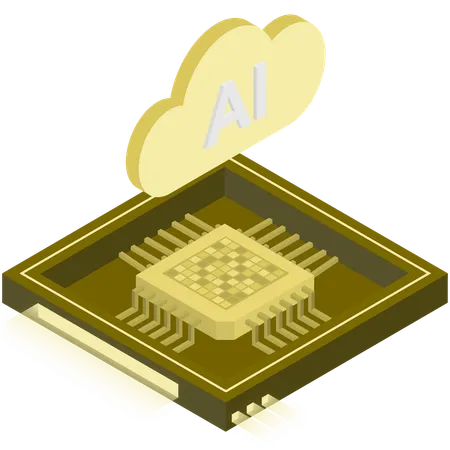 Gold AI Cloud Chip Illustration