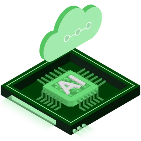 Green AI Cloud Chip イラスト