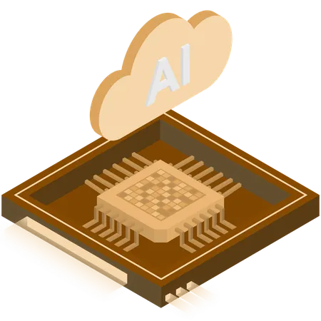 Orange AI Cloud Chip Illustration