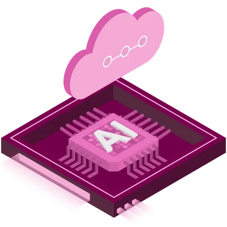 Pink AI Cloud Chip Illustration