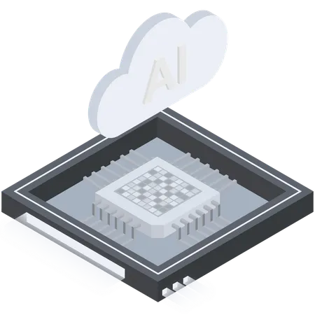 Silver AI Cloud Chip Illustration