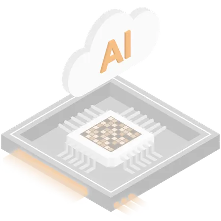 AI Cloud Chip Architecture Processor From An Isometric View Illustration